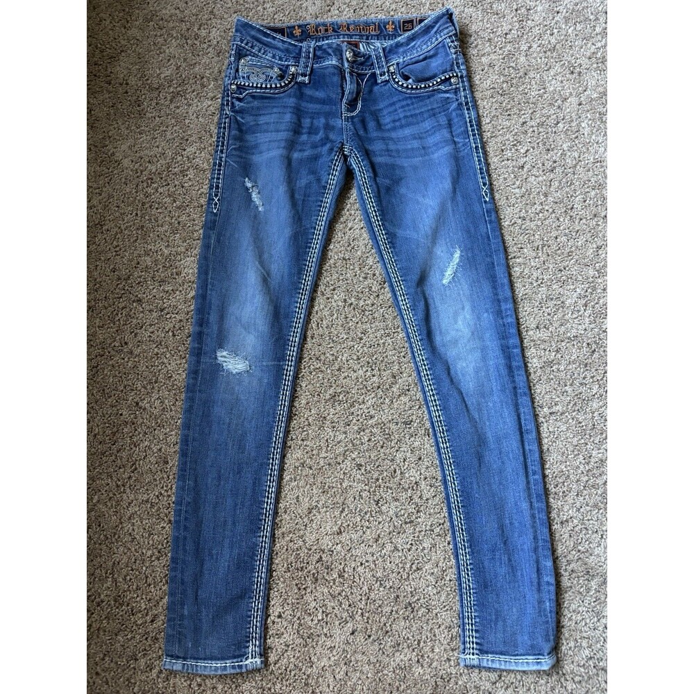 Women’s Rock Revival Skinny Jeans Size 26 Nikola Bling